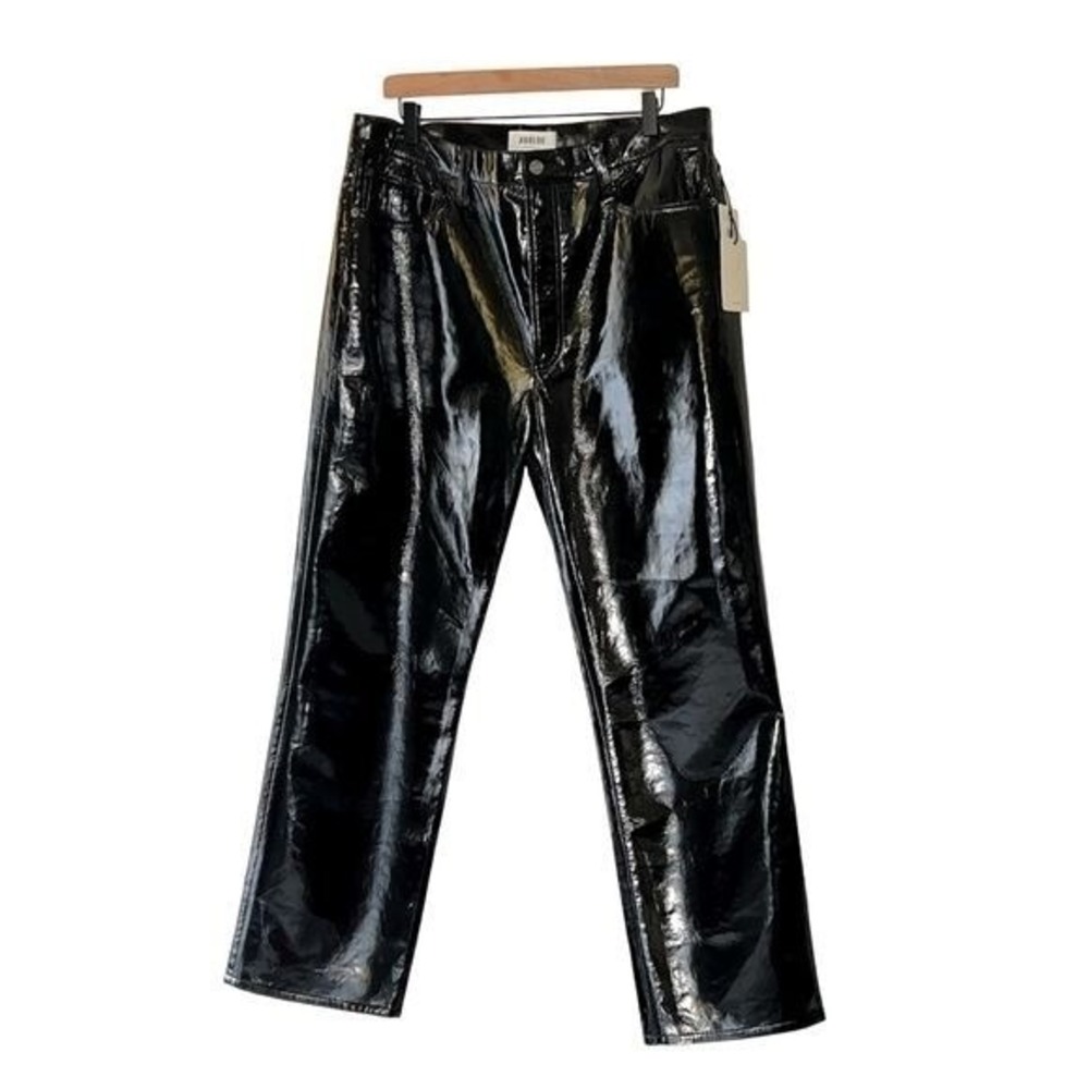 NWT- Agolde Recycled Leather 90's Pinch‎ Waist in Black Patent Pants-Size 31